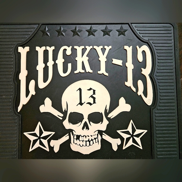 Vintage Lucky 13 Rubber Skull Utility Mat for entryway, car, garage - Picture 2 of 7